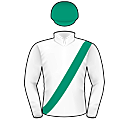 Racing silks: WHITE, EMERALD GREEN SASH AND CAP