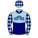 Racing silks: LIGHT BLUE AND NAVY HALVES, NSW TYCOONS LOGO, DIAMONDS SLEEVES, DIAMONDS CAP