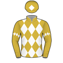 Racing silks: OLD GOLD, WHITE DIAMONDS, DIAMOND ARMBANDS, DIAMOND ON CAP