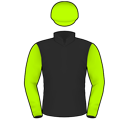 Racing silks: BLACK, LIME GREEN SLEEVES AND CAP