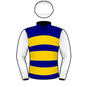 Racing silks: NAVY BLUE, GOLD HOOPS, WHITE SLEEVES AND CAP