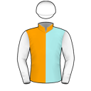 Racing silks: ORANGE AND PALE BLUE VERTICAL HALVES, WHITE SLEEVES AND CAP