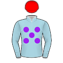 Racing silks: LIGHT BLUE, PURPLE SPOTS, RED CAP