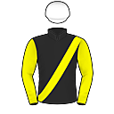 Racing silks: BLACK, YELLOW SASH, SLEEVES AND CAP