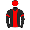 Racing silks: BLACK, RED STRIPE, ARMBANDS AND CAP