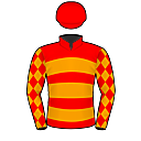 Racing silks: RED, ORANGE HOOPS, DIAMONDS SLEEVES