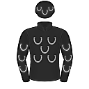 Racing silks: BLACK WITH SILVER HORSESHOES