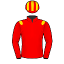 Racing silks: RED, GOLD EPAULETTES, STRIPED CAP