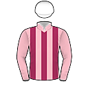 Racing silks: PINK AND MAROON STRIPES, PINK SLEEVES, WHITE CAP